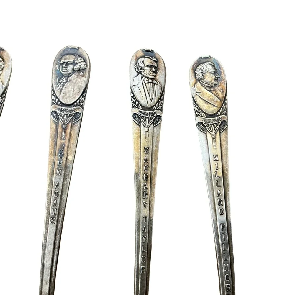 Vintage WM Rogers Presidential Spoon Series‎ Lot of 7 US History Silverplate